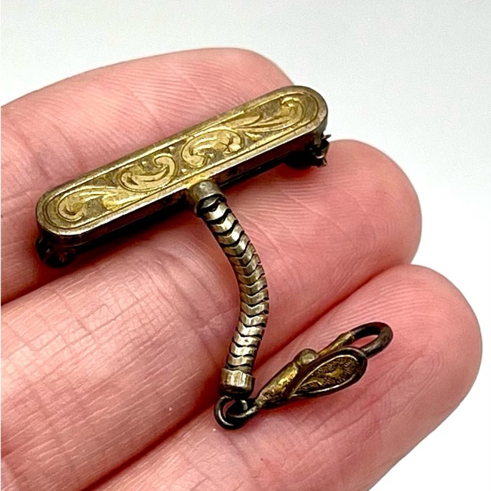 Antique 800 Silver Pocket Watch Fob Brooch - Picture 4 of 6